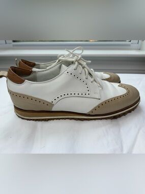 Walter Genuin Cosmic Calf woman's leather golf shoe made in Italy wingtip sz 40